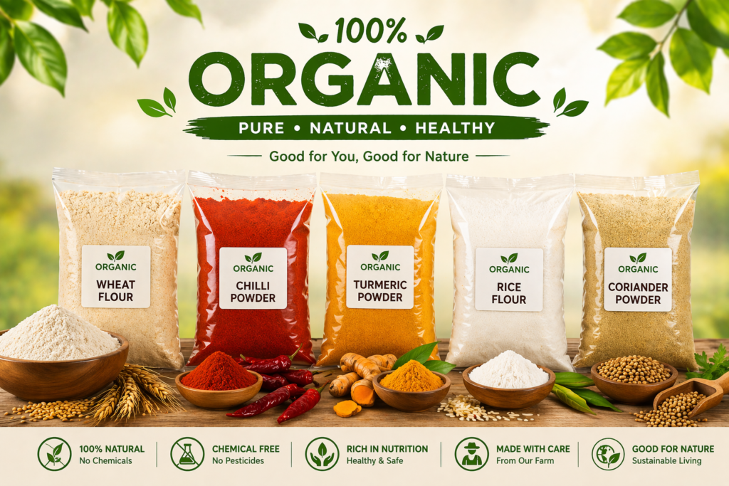rustic organic food product showcase